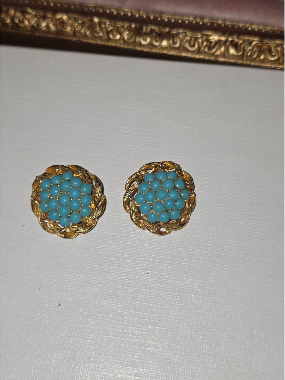 Turquoise color clip earrings